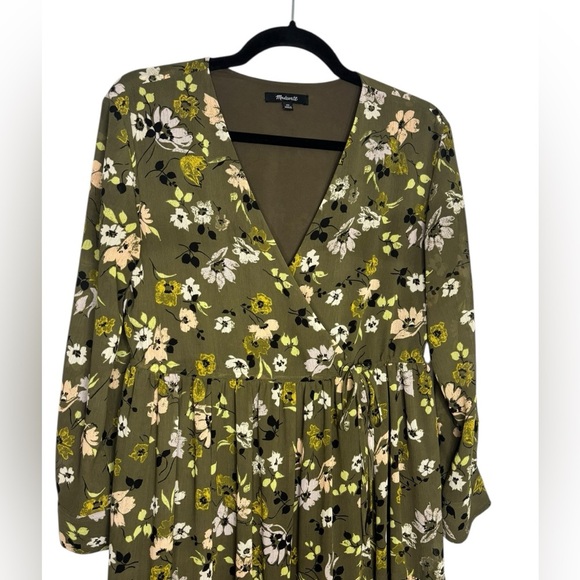 Madewell Flowy Green Floral Cinch-Waist Tiered Midi Dress in Wildblooms Size XS - Picture 5 of 16